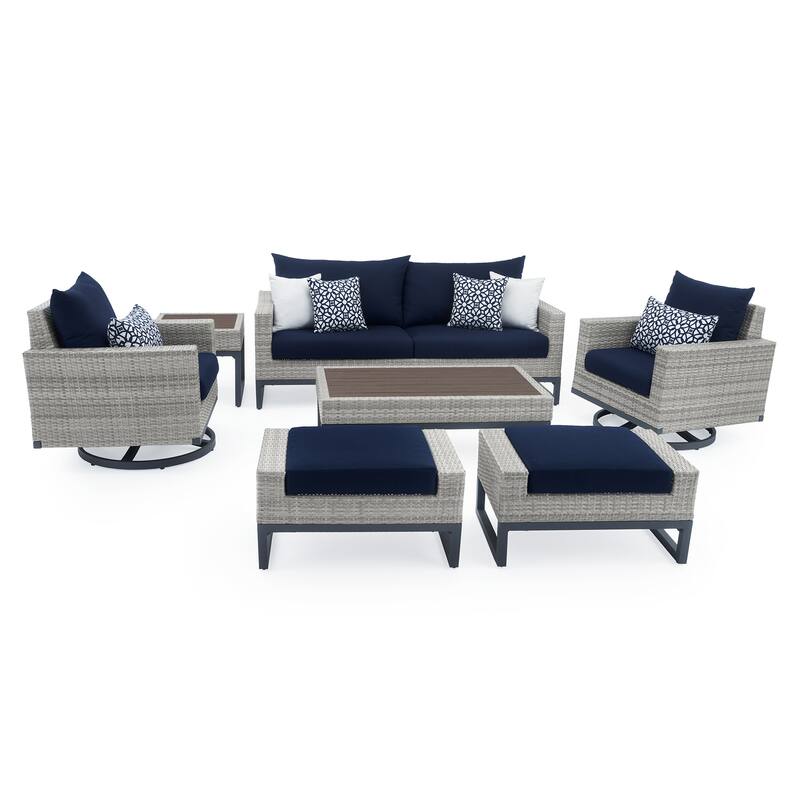 Milo Gray 7 Piece Sunbrella Outdoor Patio Motion Deep Seating Set