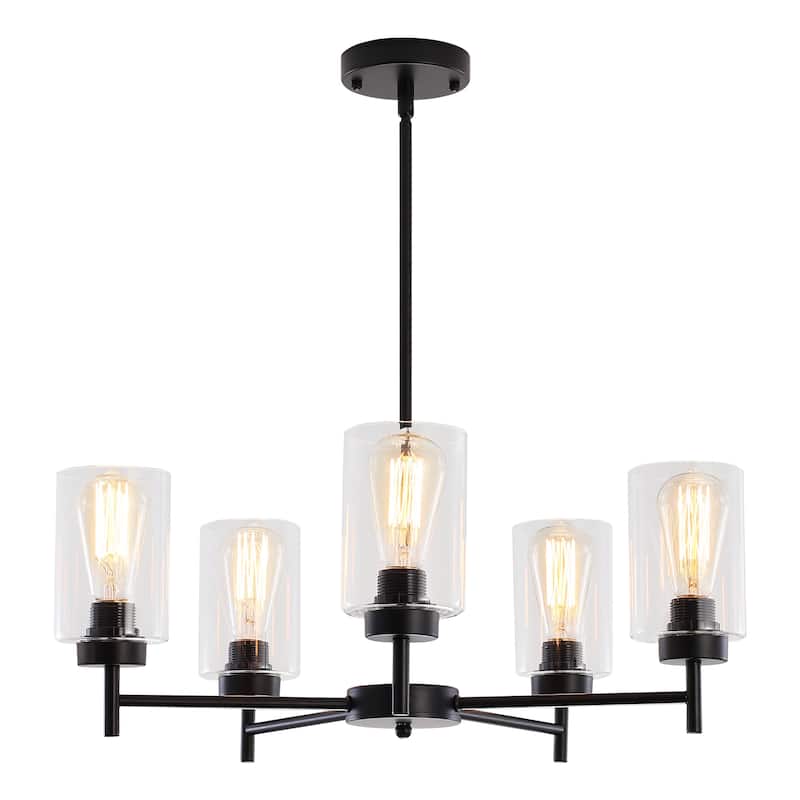 5-Light 5.9"H x 24.3"W Farmhouse Chandelier for Living Room Bedroom