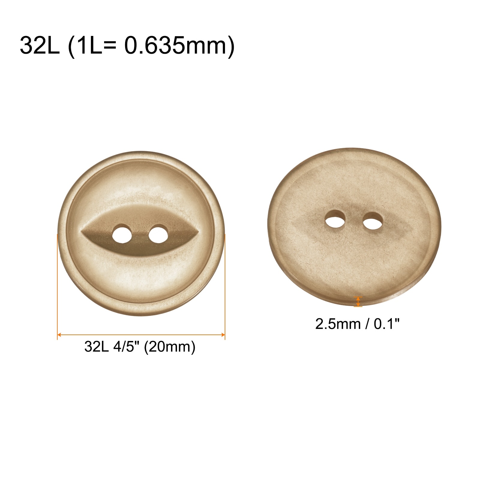 Round Sewing Buttons Resin 2-Hole Fish Eye Craft Replacement Button for Craft Pants Dress Skirt Clothing Buttons