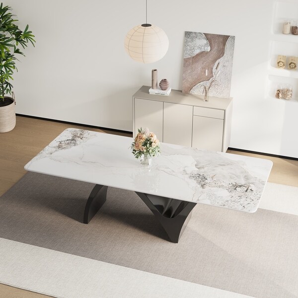 Modern Rectangular Dining Table, Sintered Stone Table-top, N