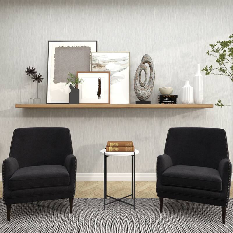 Black Terrazzo Stone Accent Table with Marble Top