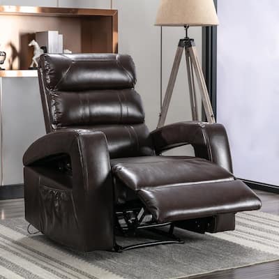 Nestfair PU Leather Power Motion Recliner Chair with USB Charge Port and Two Cup Holders