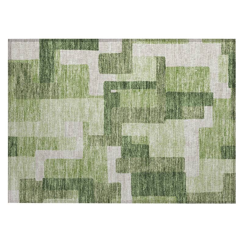 Machine Washable Indoor/ Outdoor Chantille Contemporary Blocks Rug