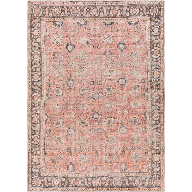 Livabliss Thea Persian Floral Printed Machine Washable Area Rug