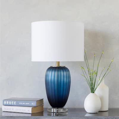 Sharsina Table Lamp with Blue Base and Black Shade