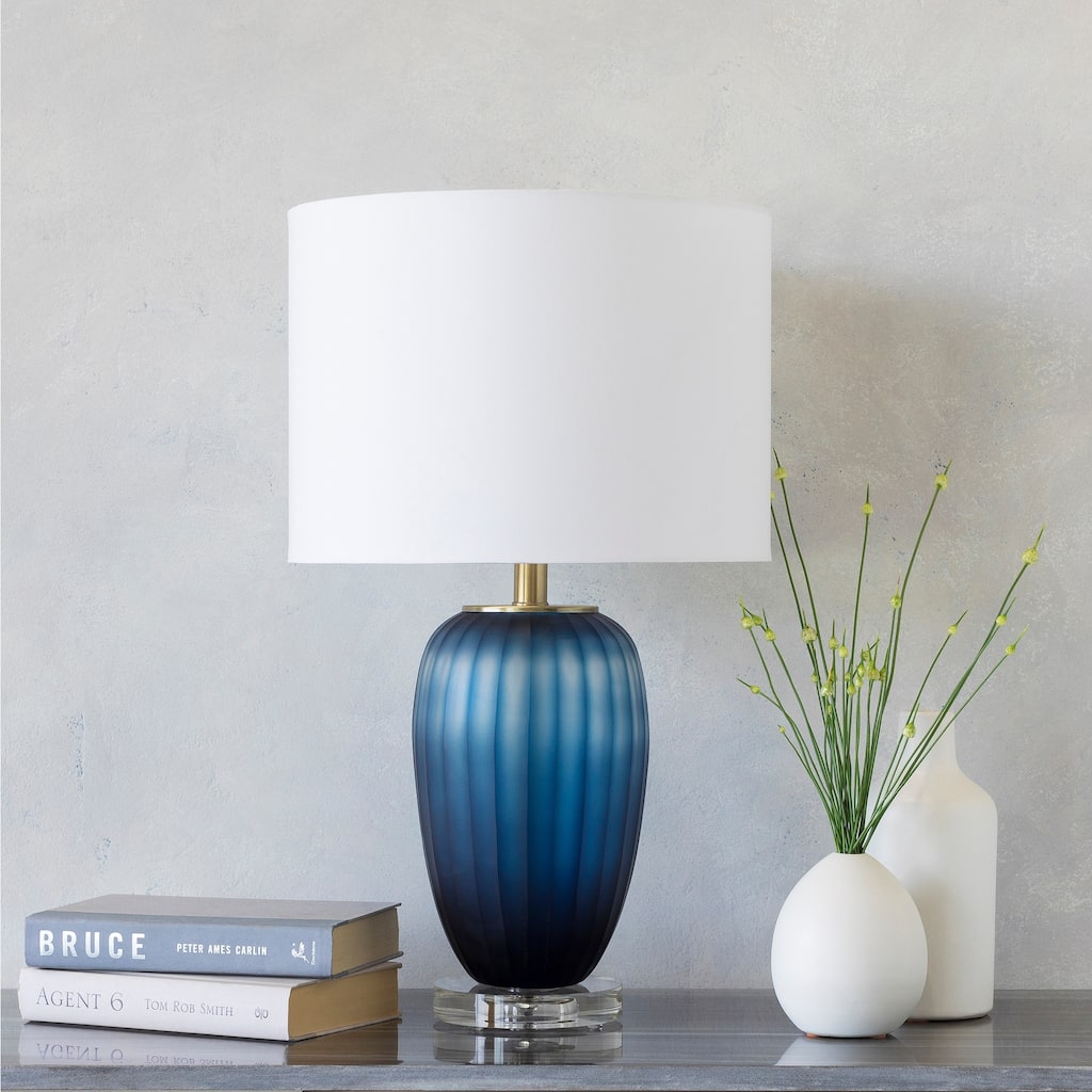 Sharsina Table Lamp with Blue Base and Black Shade