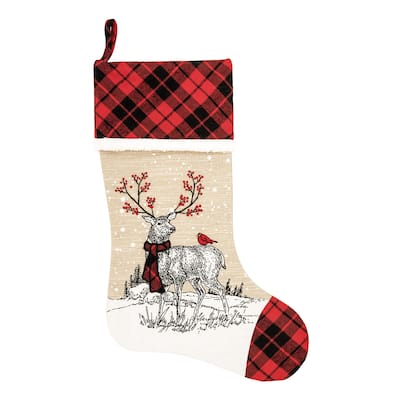 Deer Embroidered and Printed Table Stocking - N/A