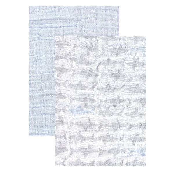 slide 1 of 1, Yoga Sprout Baby Boy Cotton Muslin Swaddle Blankets, Shark, One Size - Shark - One Size One Size - Shark