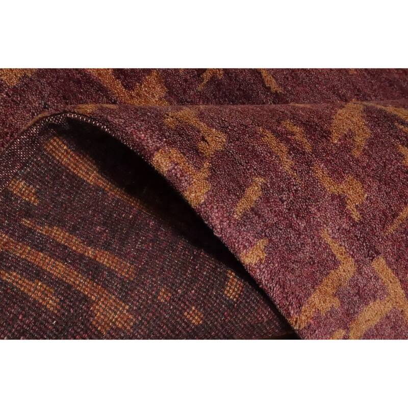 Hand Knotted Oriental 100% Wool Carpet Modern Abstract Purples Gabbeh Area Rug - 6' 4'' X 4' 7''
