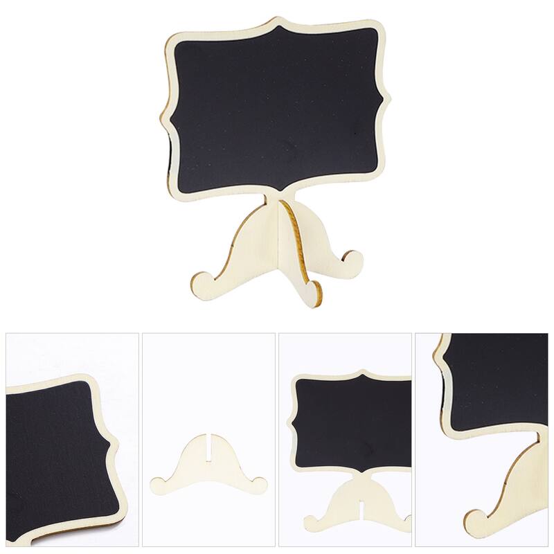 8pcs Wood Mini Chalkboard Signs w Support Easel DIY for Message Tags - Beige