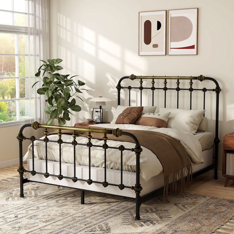 Furniture of America Pall Industial Black Metal Panel Bed - King