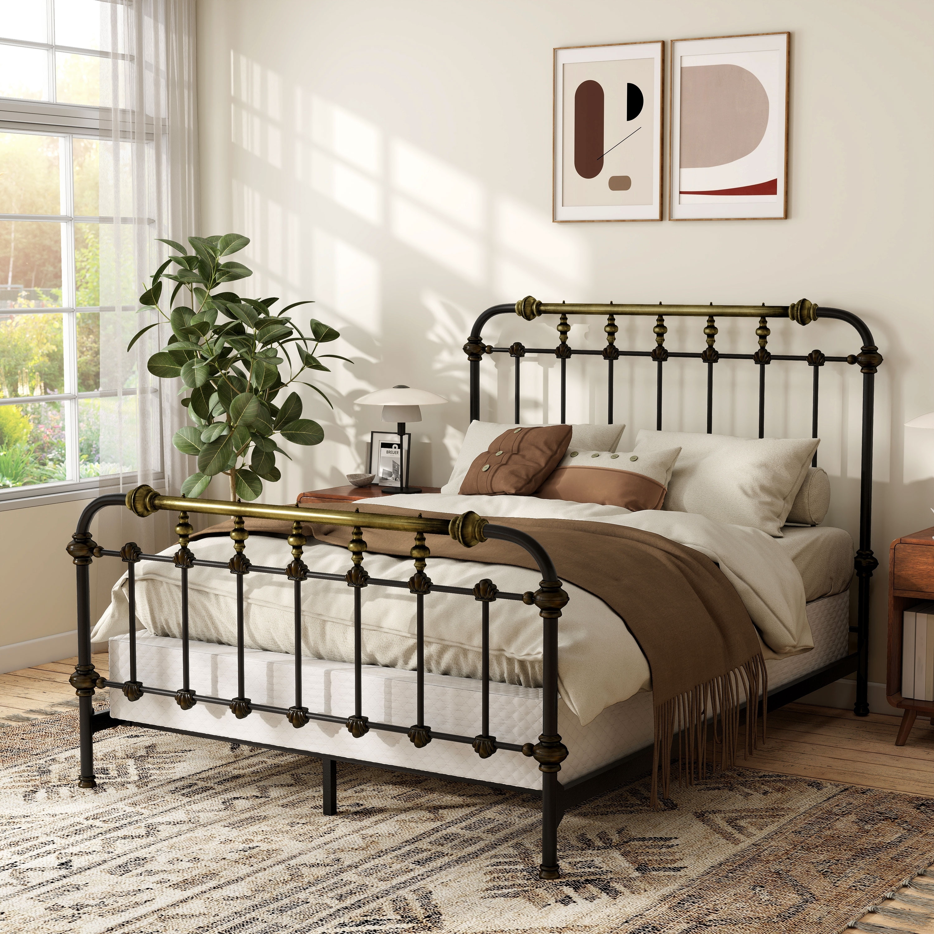 Furniture of America Pall Industial Black Metal Panel Bed