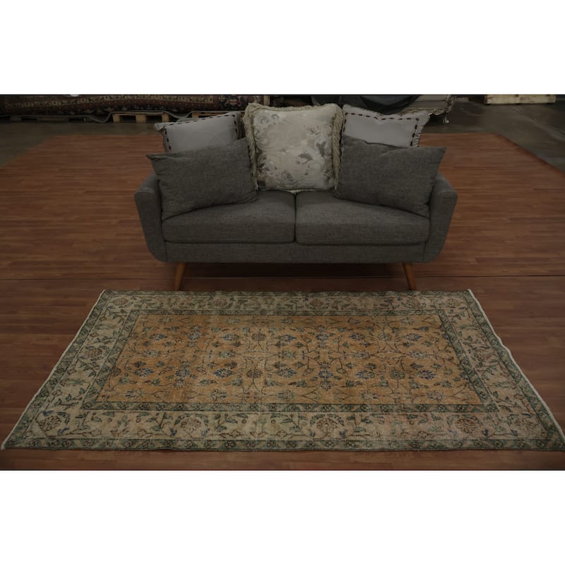 Hand Knotted Oriental 100% Wool Carpet Transitional Floral Oranges & Rust Anatolian Area Rug - 6' 10'' X 3' 8''