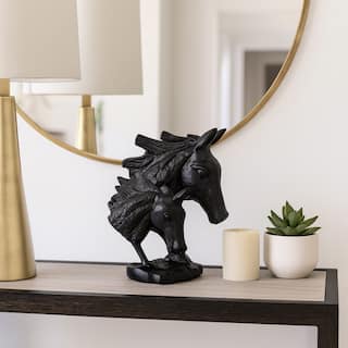 Horse and Foal Sculpture for Home Decor - 10", Black - 10.0"