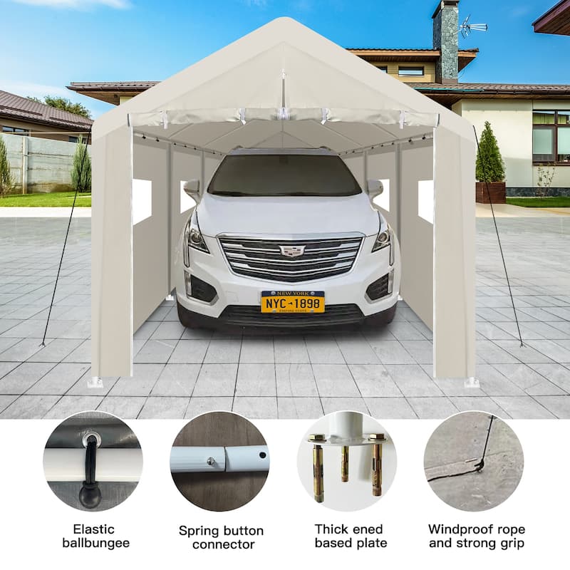 10X30 FT Carport, Heavy Duty Portable Carport Garage Tent for Outdoor Storage Shelter with Window