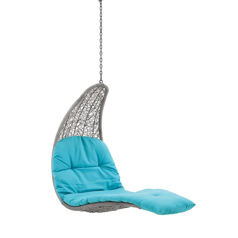 Landscape Outdoor Patio Hanging Chaise Lounge Swing Chair - Light Gray Turquoise