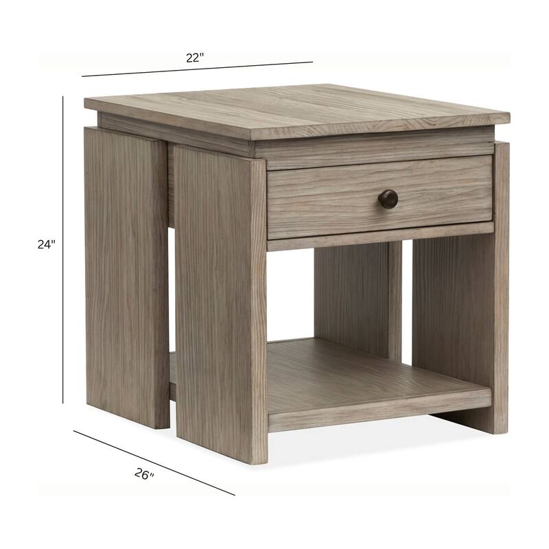Magnussen Home Conrad Stone Harbor Grey Rectangular End Table - 22''W x 26''D x 24''H