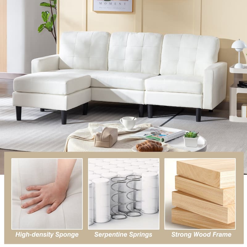 Javlergo Convertible Sectional Sofa, L Shaped Couch with Linen Fabric, Reversible 3-Seater Lounge Couch for Living Room