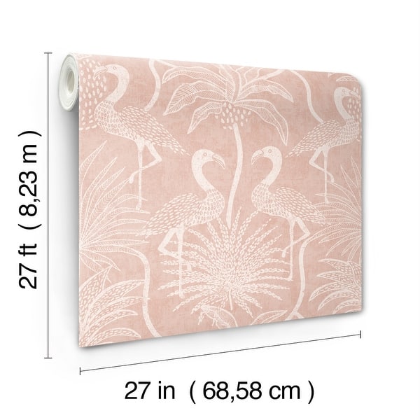 A-Street Prints Biscayne Coral Flamingo Beach Wallpaper