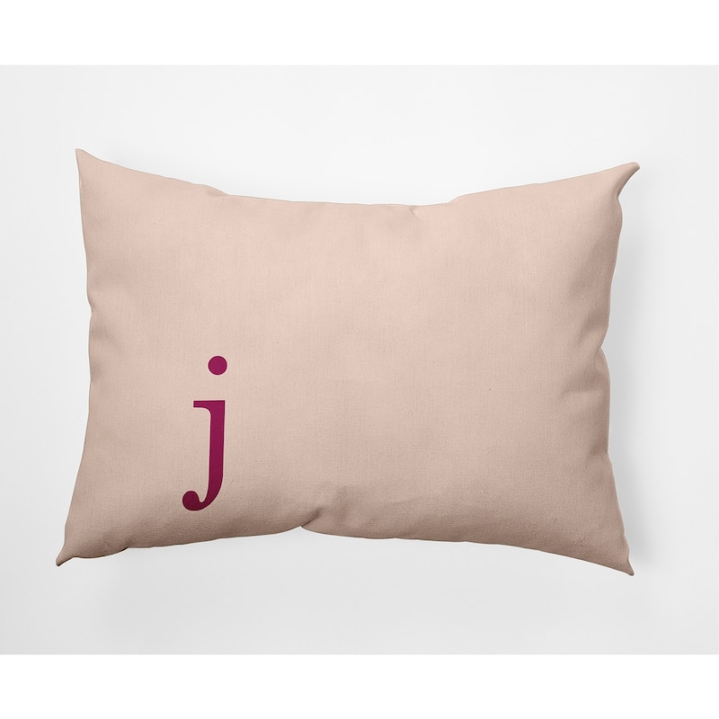 Modern Monogram Indoor/Outdoor Throw Pillow-J - 14" x 20" - Dusty Rose