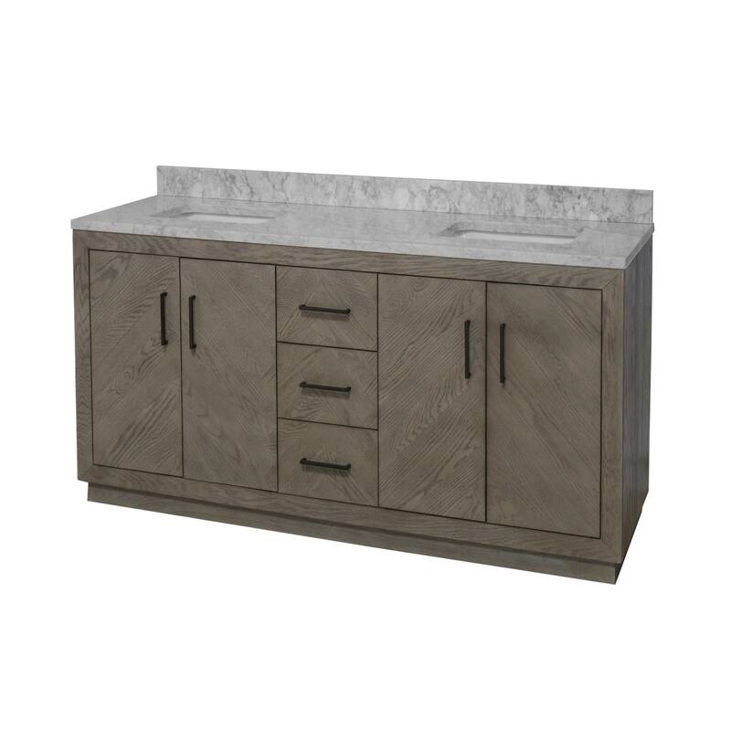 KitchenBathCollection Peyton 72" Double Bathroom Vanity with Carrara Marble Top