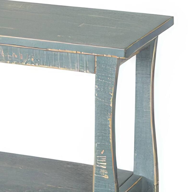 Rena Side End Table, Scallop Trim, 28 Inch Seagrass Green Mahogany