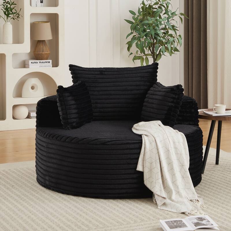 Corduroy Sponge single sofa,No Assembly Required,Fluffy Modern Sleeper Chair for Living room, Bedroom
