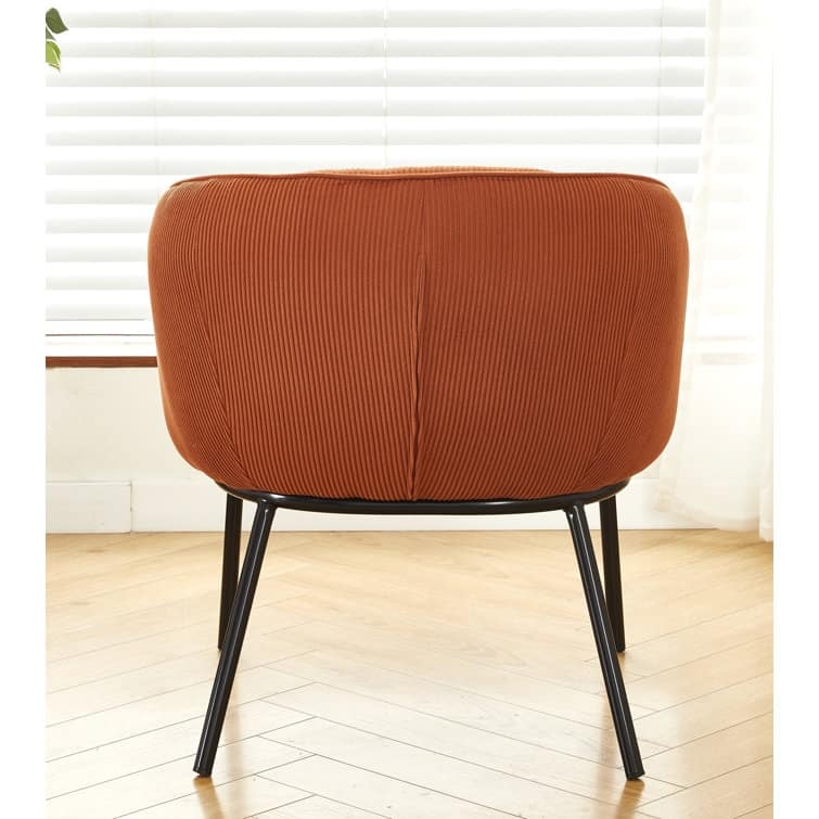Corduroy Design Luxury Elegance Modern Channel Chair with Black Metal Legs Complement the Chic