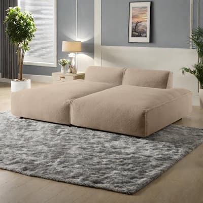 90" Plush Fabric Modular Sectional Sofa with High-Density Foam & Pocket Springs,and 2-Piece Fully Compressed Design
