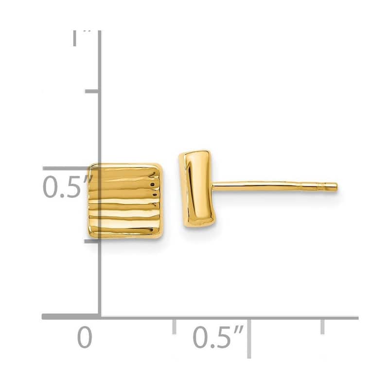 Curata 14k Yellow or White Gold Textured 7mm Square Post Earrings
