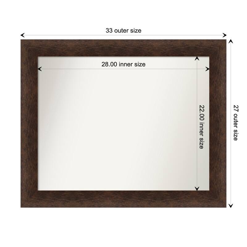 Warm Walnut Non-Beveled Wood Framed Bathroom Vanity Wall Mirror - Warm Walnut - Glass Size 28x22