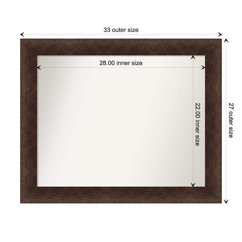 Warm Walnut Non-Beveled Wood Framed Wall Mirror - Warm Walnut - Glass Size 28x22