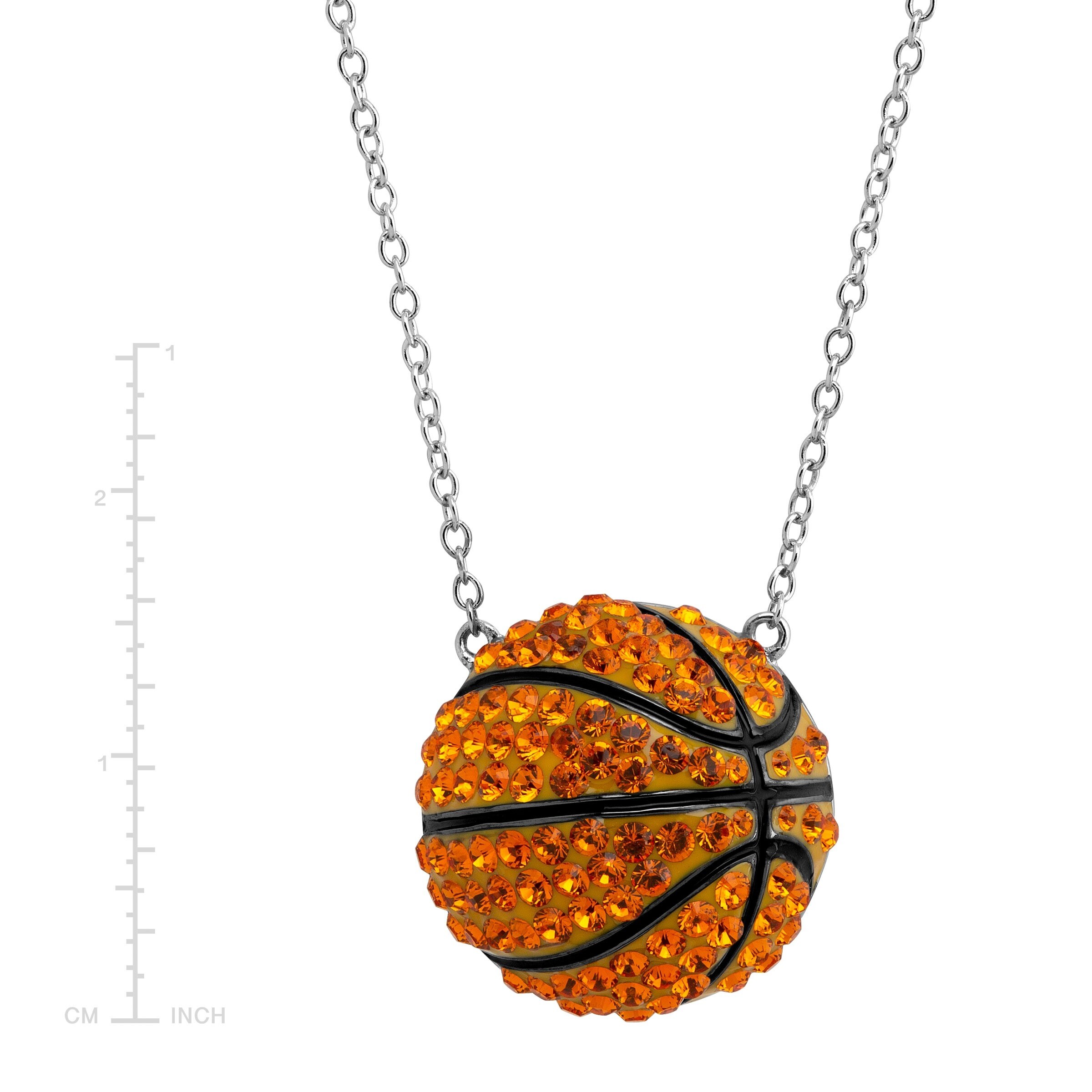 Shop Crystaluxe Basketball Pendant With Swarovski Crystals In Sterling Silver Orange Overstock 25683166