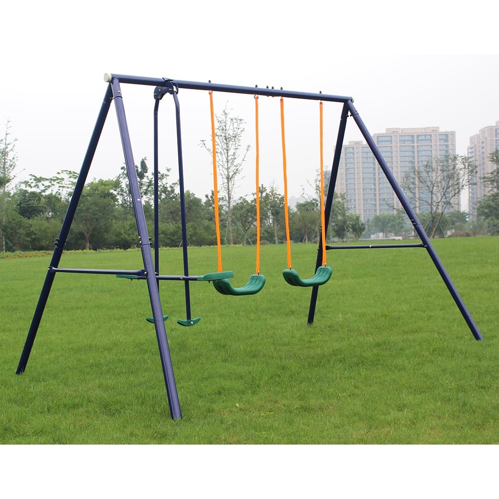 3-in-1 Outdoor Playground Equipment Kids Swing Sets w/Swings & Glider