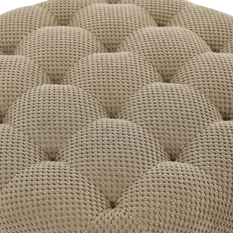 25"Round Storage Ottoman with Tray,ModernTufted Fabric Circle Coffee Table with Storage,Upholstered Ottoman with Removable Top