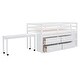 preview thumbnail 3 of 144, Twin/Full Size Low Loft Bed with Retractable Writing Desk and 4 Drawers, Wooden Loft Bedframe w/ Lateral Portable Desk & Shelves