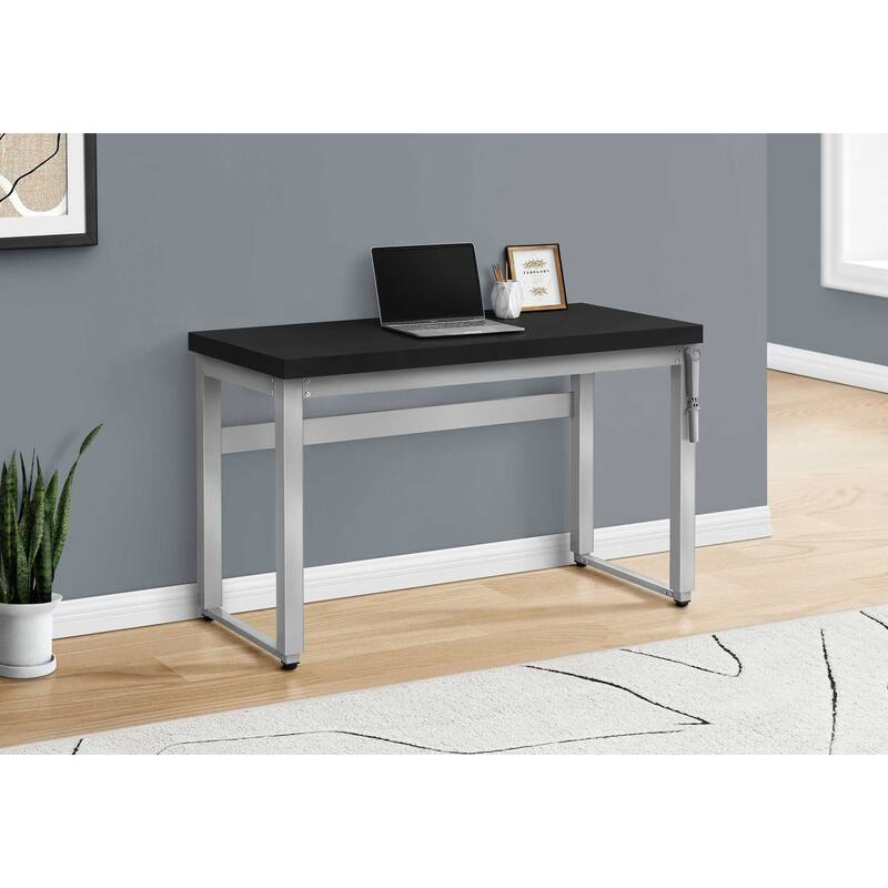 Computer Desk, Home Office, Standing, Adjustable, 48"l, Work, Laptop, Black Laminate, Grey Metal, Contemporary, Modern