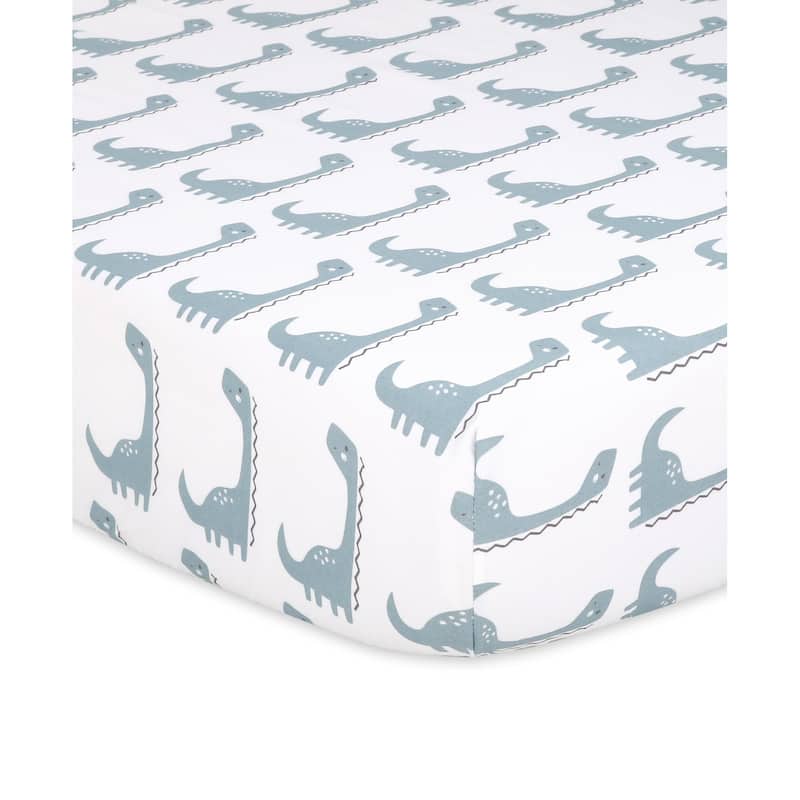 The Peanutshell Dino Fitted Crib Sheet 4 Pack Set for Baby Boys