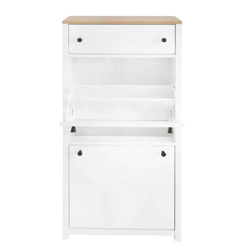 Slim Shoe Cabinet Set with 4 Flip Drawers,Modern Style Shoe Rack with  Adjustable Panel - Bed Bath & Beyond - 38437908