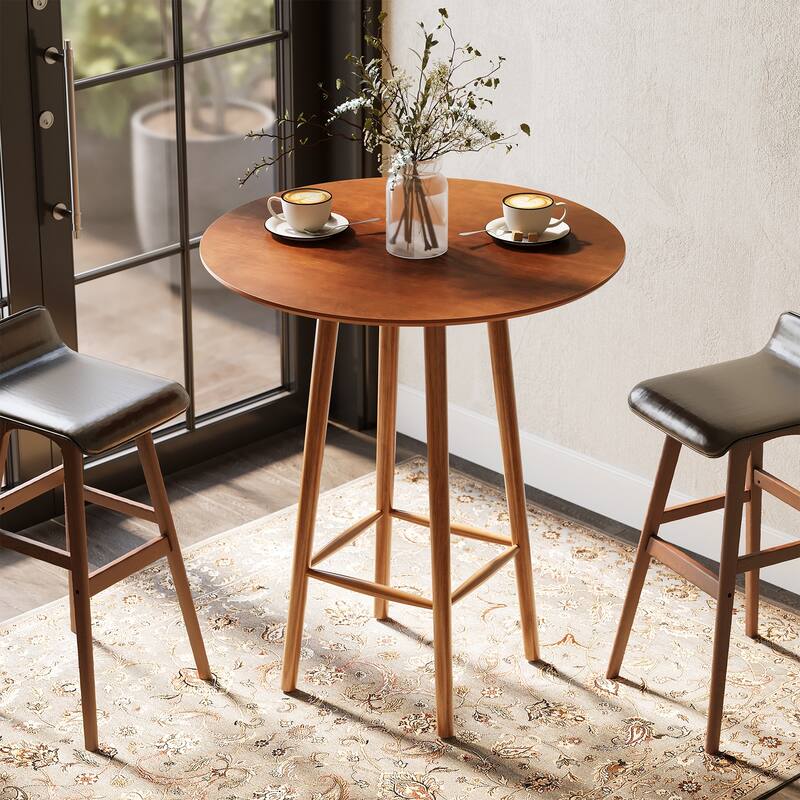 Solid Wood Round Bar Table with Sturdy Frame