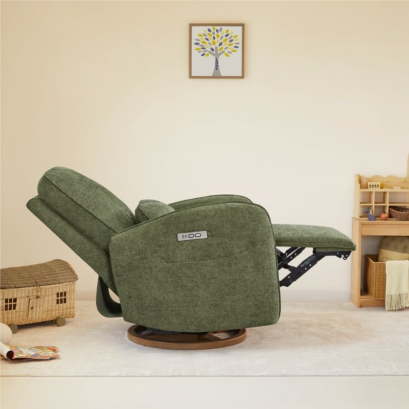 Spruce & Spring Power Swivel Recliner Chair Nursery Glider with Lumber Pillow