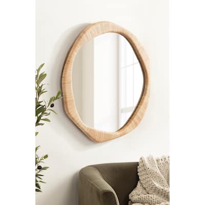 Kate and Laurel Rahfy Rattan Irregular Round Wall Mirror - 26x26