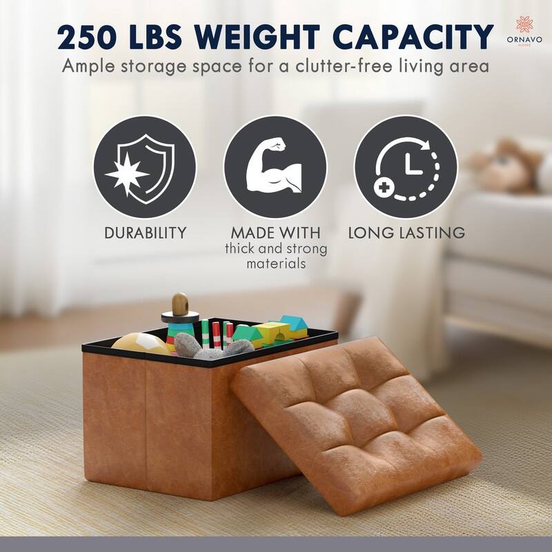 Small Foldable Rectangle Storage Ottoman