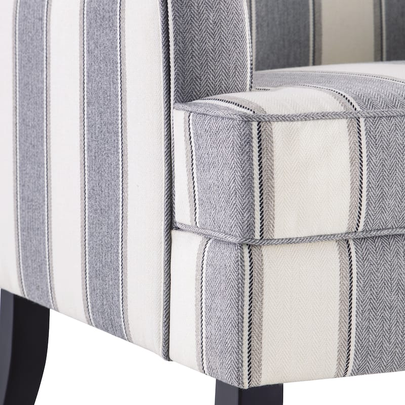 Club Chair Linen Upholstered Accent Armchair with Nailhead Trim and Wood Legs, Rivets design