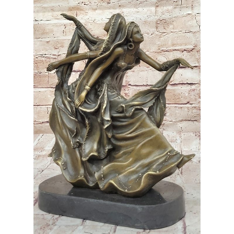Gemini Twin Dancer Girls Bronze Statue Sculpture Figure Vitaleh Original 11 Inches X 10 Inches