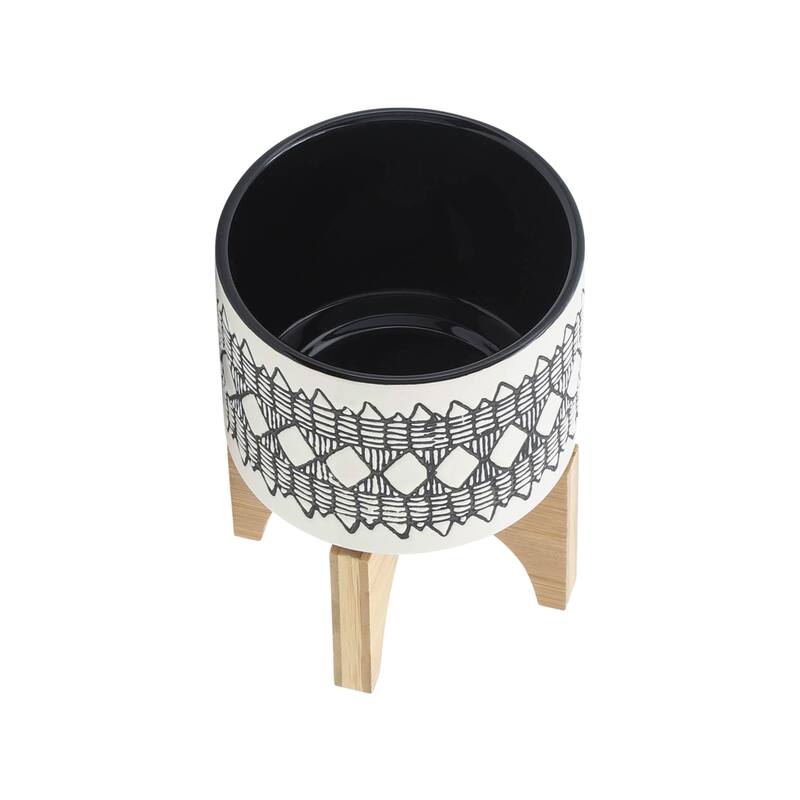 Sagebrook Home Abstract Ceramic Planter on Stand Indoor/Outdoor