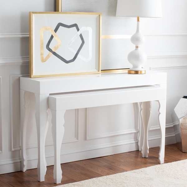 SAFAVIEH Beth White Lacquer Nesting Table - 51" x 13.3" x 31.5". Opens flyout.