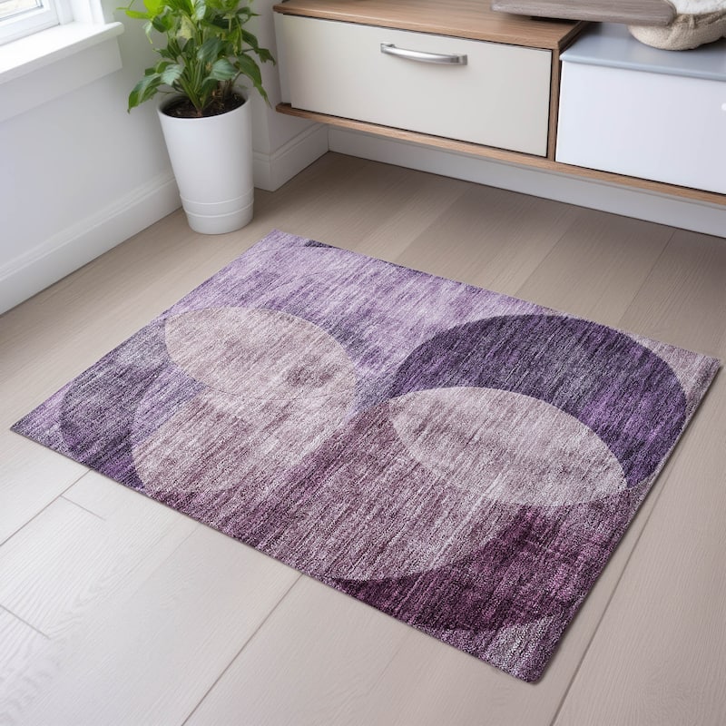 Premium Washable Super Soft Modern Geo Mayfield Rug - Purple - 1'8" x 2'6"