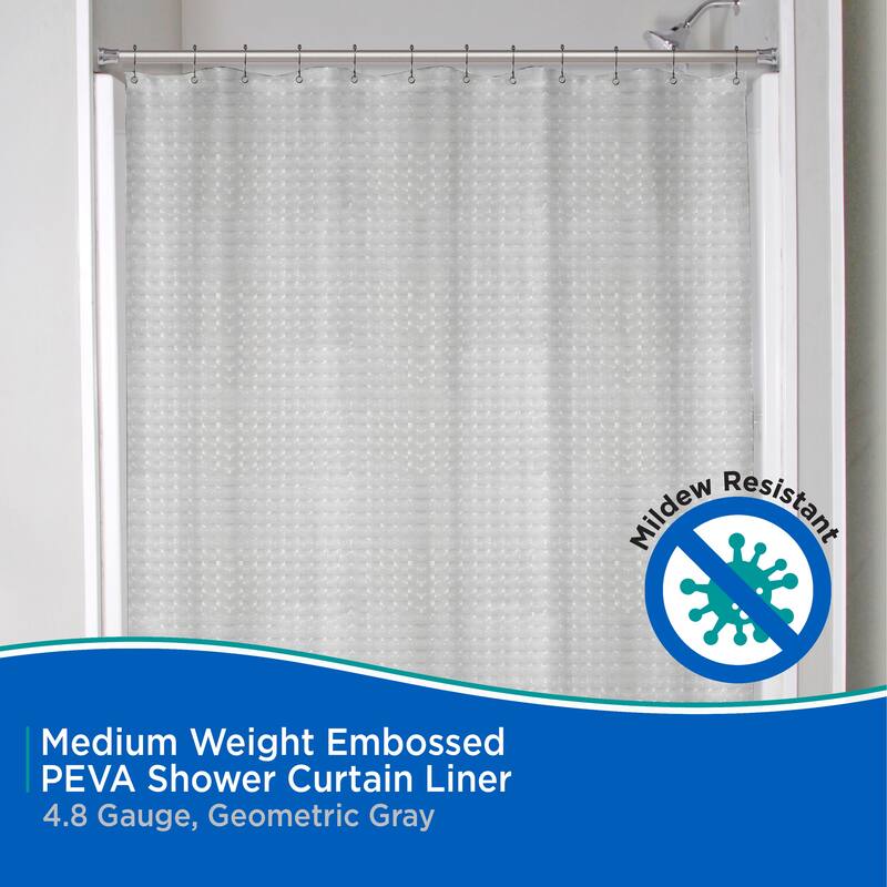 Kenney Medium Weight Embossed PEVA Shower Curtain Liner, 70" W x 72" H