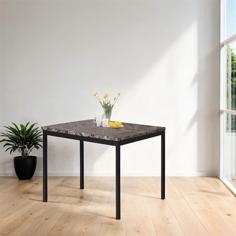 Metal Counter Height Dining Table with Laminated Faux Marble Top